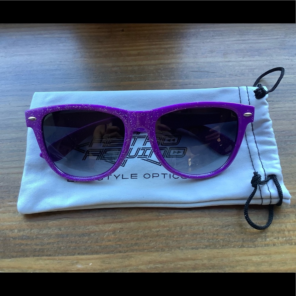 Retro rewind purple sparkle sunglasses